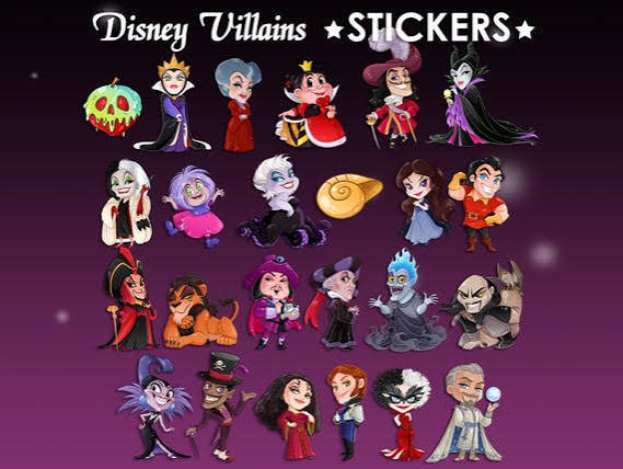 Stickers Disney Villains Halloween Evil Queen Hook Maleficent Tremaine  Ursula Vanessa Cruella Hades Yzma Jafar Gaston Scar Facilier Shan Yu - Etsy