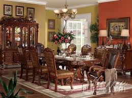 Exclusively designed and filled with romantic spirit, this beautiful gorsedd dining room collection by acme furniture features raised and scrolled floral motifs in an antique champagne finish. Dresden 7 Piece Dining Set In Cherry Finish By Acme 12150