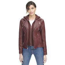 Plus Size Marc New York Cycle Faux Leather Jacket W Cable Knit Hood 169 99 Our Price Now 200 00 Comp Value Leather Jacket Knitted Hood Faux Leather Jackets