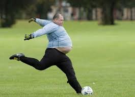 Powerful shots, combined with accuracy, have a much higher chance of scoring. Fat Guy About To Kick A Soccer Ball Justpost Virtually Entertaining