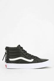 Black And White Vans High Tops Womens Vans Sk8 Hi Back Zip Leather Women S High Top Sneaker Leather Sneakers Women Womens High Top Sneakers Leather Vans