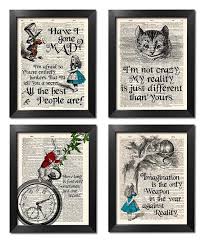 Alice Im Wunderland Prints 4 Er Set Alice Poster Alice Spruche Etsy Alice In Wonderland Print Wall Art Quotes Alice And Wonderland Tattoos