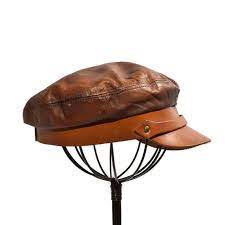 Vintage All Leather Biker Newsboy Hat Cabby Cap By Henschel Hat Company Size Extra Large News Boy Hat Henschel Hats Hats