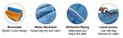 Kurgo Dog Jacket Reversible Winter Coat For Dogs Fleece Vest For Pets Reflective Wear With Harness Water Resistant Loft Jacket K9 Core