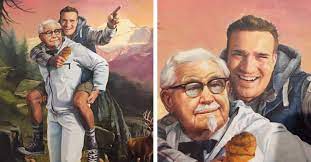 Kfc Commissions Painting Of A Man Who Figured Out Their Twitter Secret Dreams Do Come True Giddyupcolonel Advertisement Images Figures Funny