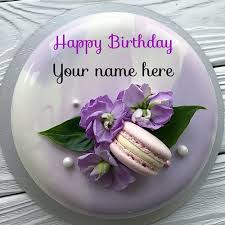 Happy Birthday Cake For Wife With Name Write Name On Lavender Color Birthday Cake Birthday Cake With Flower For Wife Special B Birthday Cake Writing Birthday Cake For Wife Birthday Cake Write Name