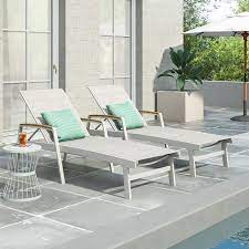 This furniture unit is a long chair with an angled back at one side, providing support for the body. Amazon Com Christopher Knight Home Teresa Outdoor Aluminum Chaise Lounge With Mesh Seating Set Of 2 White Garden Outdoor