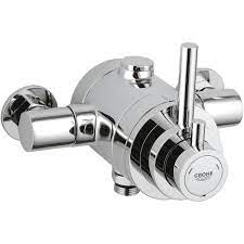 A shower valve connects to the hot and cold water supplies, and controls the flow and temperature of the water to a outlet. Grohe Avensys Modern Dual Exposed Shower Mixer 1 2 34222