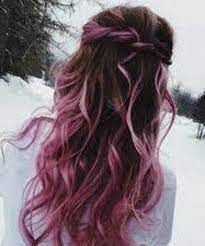 This hair color gives a deep fuchsia, dark pink color to hair when applied. Dark Pink Highlighted 15 Extensions Hidden Hair Color Brown Hair With Pink Highlights Hair Dyed Underneath