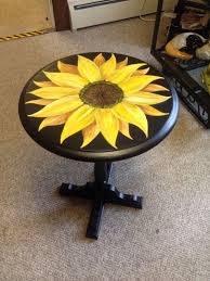 New In The Store Just Finished A Sunflower On A Small Pedestal Table Painted Furniture Painted Chairs Painted Stools