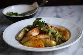 Seared Hake Recipe With Melted Leeks And Fingerling Potatoes Recipe Hake Recipes Leek And Potato Recipes Recipes