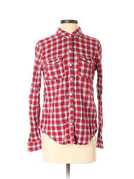 details about gilly hicks women red long sleeve button down shirt sm