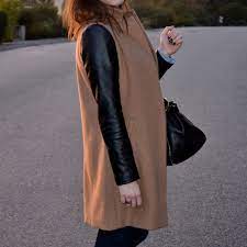 Buffalo David Bitton Jackets Coats Buffalo Camel Coat With Black Leather Sleeves Poshmark