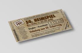 Einladung Einladungskarte Lustig Geburtstag Heimspiel Ticket Wirmachendeinekarte