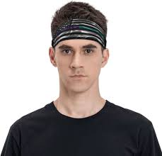 Silk Style United States Thin Purple-Teal Line Flag Headband For Men Women  Sports Sweatband For Fitness Exercise Moisture Wicking Running Yoga ...