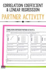 Correlation Coefficient Partner Activity Linear Regression Linear Regression Linear Relationships Kids Math Worksheets