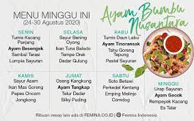 Menu Mingguan Ayam Bumbu Nusantara Menu Planners Tidak Bisa Menu Mingguan