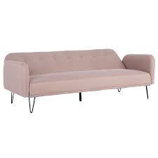 Equipé de matelas dunlopillo, simmons et tréca. Canape Convertible Bridjet Rose Poudre 3 Places Bizzotto En Offre Speciale Sur Zeeloft