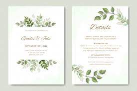 Simple Wedding Invitation With Leaves Vector Simple Wedding Invitations Simple Wedding Cards Simple Weddings