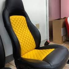 Black And Yellow Car Seats Corvette Yellow And Black Diamond Stitch Interior Seats Car Interior Upholstery Automotive Upholstery Leather Seat Covers