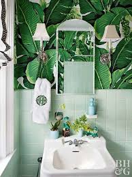 Yes You Can Use Wallpaper In Your Bathroom Decor Ideas A Bold Wall Color Is A Good Choice But A Unique Green Bathroom Green Tile Bathroom Bathroom Wallpaper