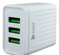 Cargador 4.4a 3 Usb + Cable Tipo C Lets Lote X10 Mayorista