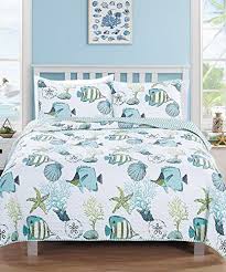 Product title ombre duvet cover set, abstract theme tropical beach. 3pc Full Queen Size Blue Green Ocean Tropical Fish Seashe Https Www Amazon Com Dp B06y3sy8wr Ref Cm Coastal Bedding Sets Beach Bedding Sets Beach Bedding
