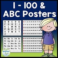 1 100 Poster And Alphabet Poster Hundreds Poster Chart And Abcs Poster Chart