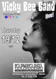Coming up Thursday🎉🎵 👉 Vicky Bee Band Live at Kapnikarea . Vicky Bee 🎤  John Skyllas 🎹 Stelios Paraskevas 🎸 Takis Metzidakis 🥁 . #vickybeeteam  #vickybeelive
