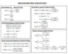 12 best trig identities images precalculus math school