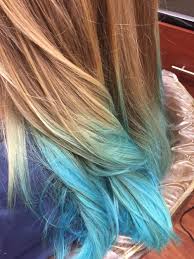Blue And Blonde Ombre Mermaid Hair Today Lightened Ends And Applied Neon Blue Pravana With A Little Clear Obsesse Mermaid Hair Blonde And Blue Hair Teal Hair