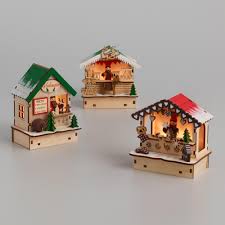 Wood Market Stall Led Light Up Decor Set Of 3 By World Market Christmas Market Stall Christmas Market Market Stalls