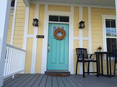 Aqua Door Yellow House Paint Colors Sw Cooled Blue Sw Peace Yellow House Paint Exterior Exterior Paint Colors For House Exterior House Colors