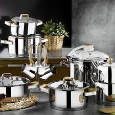 Sofram soft çelik tencere takımı 18 parça. Kutahya Porselen Silindir 18 Parca Celik Ceyiz Seti Gold