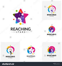 Set Of Reaching Stars Logo Design Template Dream Star Logo Emblem Colorful Creative Symbol Icon Sponsor Star Logo Design Logo Design Template Logo Design