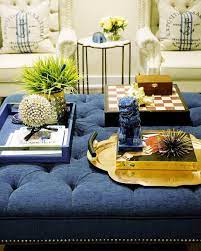 Get 5% in rewards with club o! Family Room Decor Tufted Navy Ottoman Coffee Table Styling Classy Glam Living