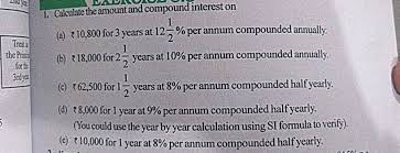 D 78 000 For 1 Year At 9 Per Annum Compounded Half Yearly Noucould Use The Yearby Year Calculation Using Sl Formula To Verify E 210 000 For 1 Year At 8 Per Annum Compounded Half Yearly