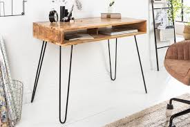 Schöne retro stühle sicher online bestellen. Riess Ambiente Schreibtisch Scorpion 100cm Natur Massivholz Hairpin Legs Retro Mangoholz Online Kaufen Otto
