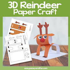 3d Paper Reindeer Craft Template In 2020 Preschool Christmas Crafts Christmas Projects For Kids Crafts