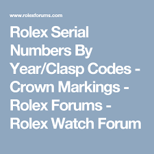 rolex serial numbers by year clasp codes crown markings