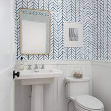 What is yellow wall paper? 75 Beautiful Wallpaper Powder Room Pictures Ideas July 2021 Houzz