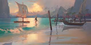 Arriving At Lurelin Village By Airi Pani Guess Link Forgot His Korok Leaf Waves And Water Were Definitely Muc Legend Of Zelda Legend Of Zelda Breath Zelda Art