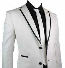 Mens Suit White Black Trim Blazer Trouser Smart Casual Wedding Party Mensfashionsmart Ropa Masculina Traje De Novio Trajes De Hombre
