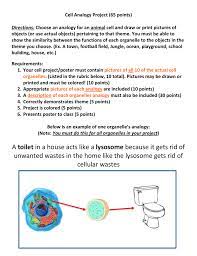 Maybe you would like to learn more about one of these? Cell Analogy Project 65 Points