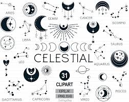 Celestial Clipart Moon Svg Zodiac Constellation Svg Bohemian Etsy Clip Art Zodiac Constellations Constellations
