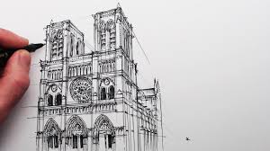 How To Draw Notre Dame Cathedral Buildings In Perspective Youtube Perspective Art Perspective Drawing Lessons Art Drawings