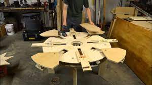 This expanding circular dining table is veneered in masur birch which is a really beautiful timber from scandinavia and northern. An Expanding Wooden Table Hackaday