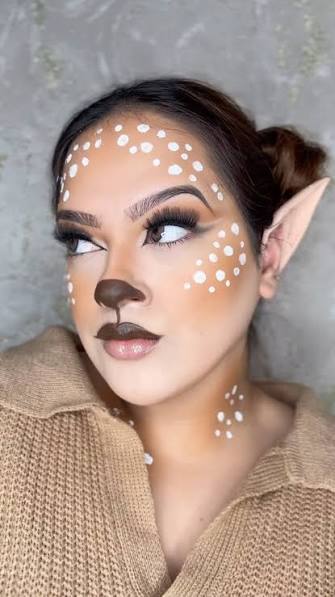 Tutorial of the trending 🦌 makeup tutorial 🤎, ., [ deer makeup tutorial , halloween makeup , cute Halloween looks , trending reels. , viral videos. , fyp , creative makeup , content creator ], ...