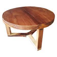 Teak root coffee table rustic solid wood vintage side end furniture round glass. Chic Teak Suar Wood Live Edge Round Indoor Outdoor Coffee Table Walmart Com Walmart Com