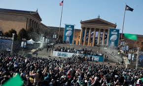 As parade time approached, some fans climbed trees and light poles to assure an unobstructed view. Philadelphia Eagles And Fans Celebrate Super Bowl Win With Parade In Pictures Super Bowl Wins Super Bowl Philadelphia Eagles